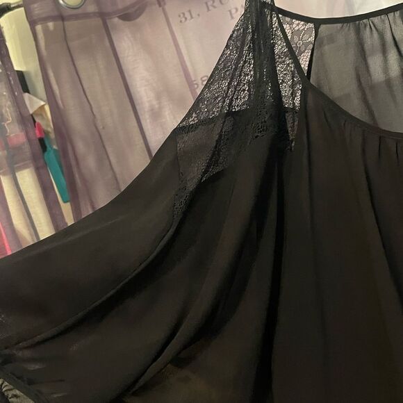 black sheer batwing plus size coverup blouse shirt top 2xl ana - Picture 6 of 7